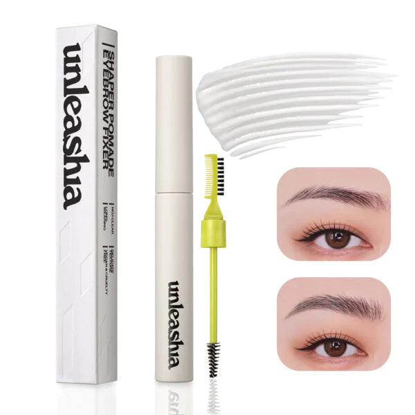 Unleashia Shaper Pomade Clear, fórmula transparente que mantiene cejas ordenadas y suaves.