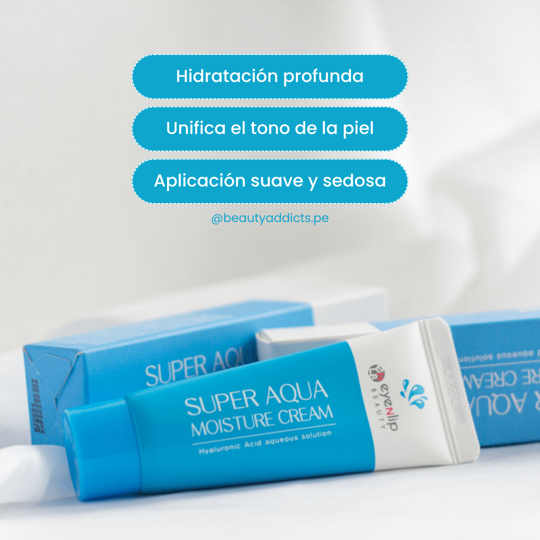 Eyenlip Super Aqua Moisture Cream que refuerza la barrera cutánea de la piel con ingredientes humectantes.