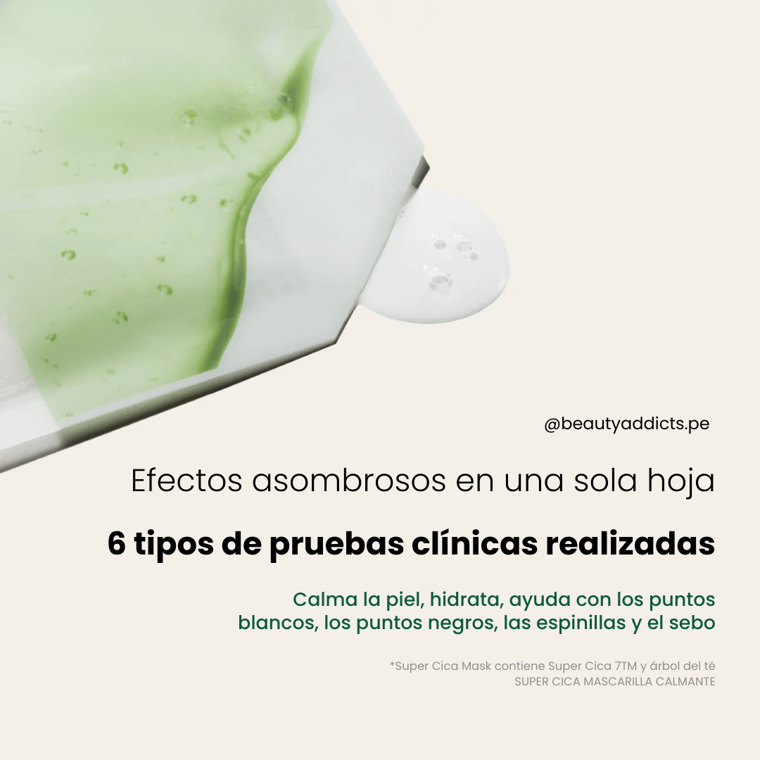 Medicube Super Cica Calming Mask que ayuda a eliminar las espinillas y controlar el sebo.