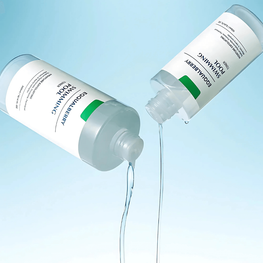 Eqqualberry Swimming Pool Daily Facial Toner que elimina residuos y deja sensación ligera y purificada.