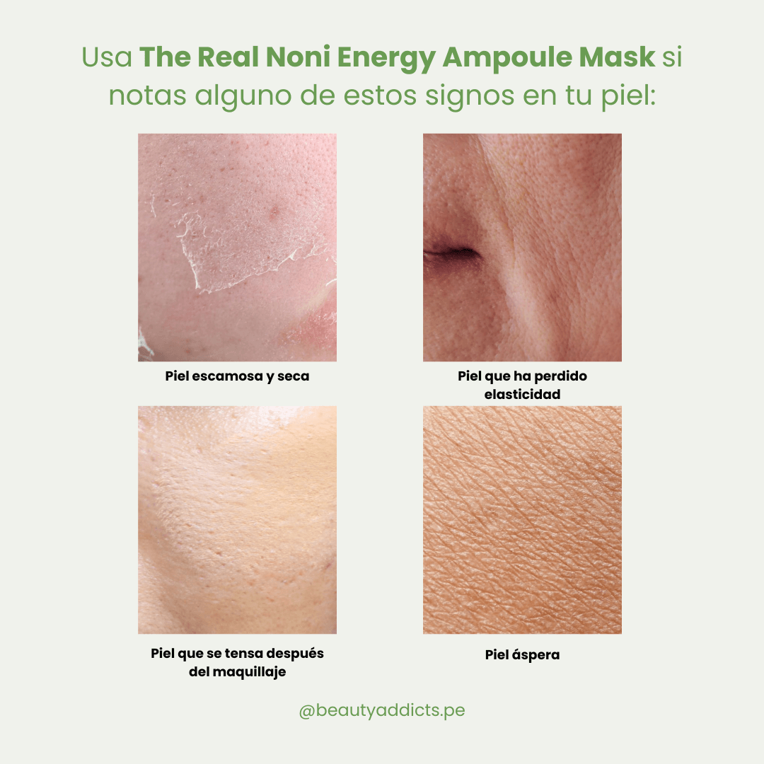 The Real Noni Energy Ampoule Mask Celimax revitaliza la piel con extracto de fruta de noni con antioxidantes potentes.