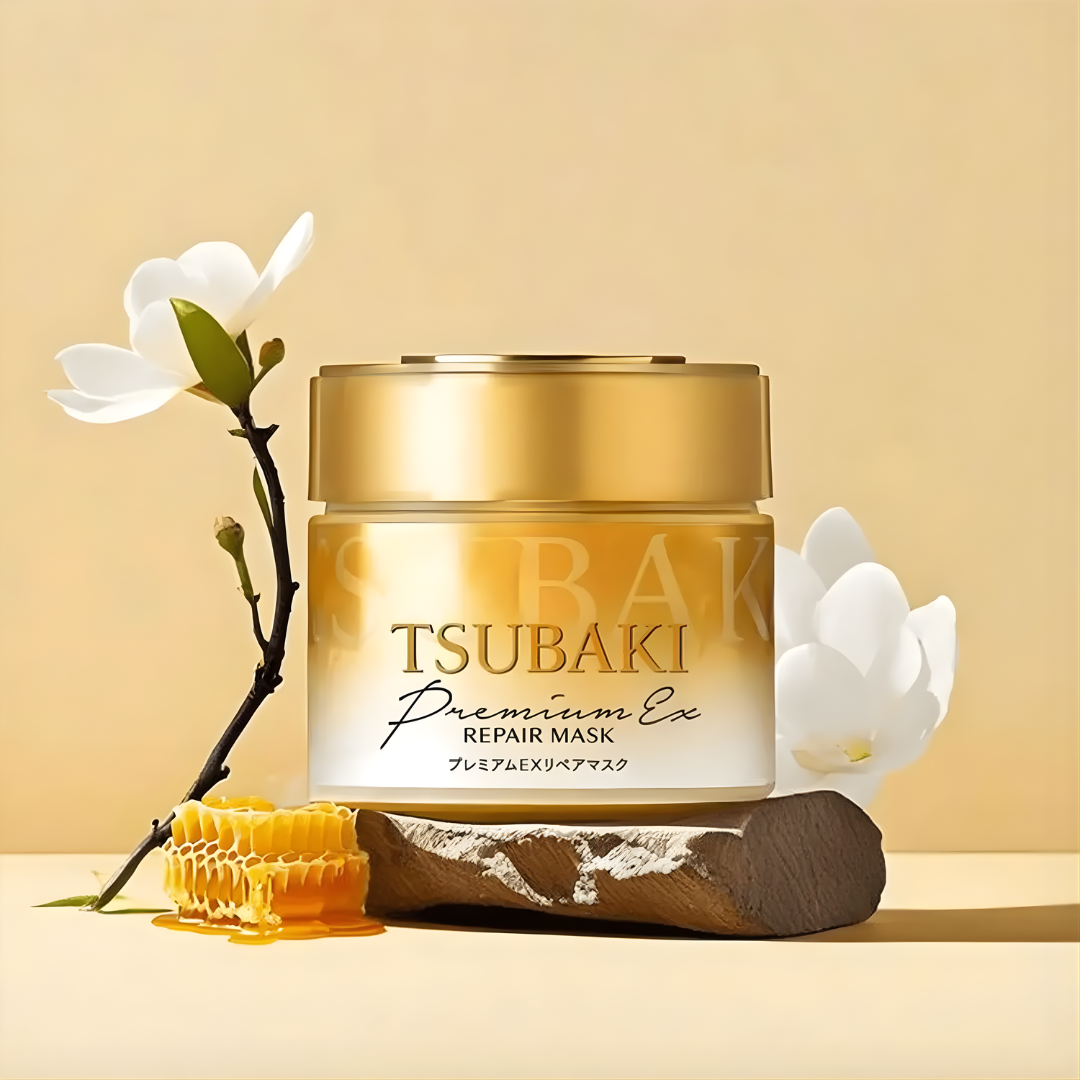 Shiseido Tsubaki EX Repair Hair Mask nutre la fibra capilar y aporta brillo profesional. Cuidado capilar asiático.