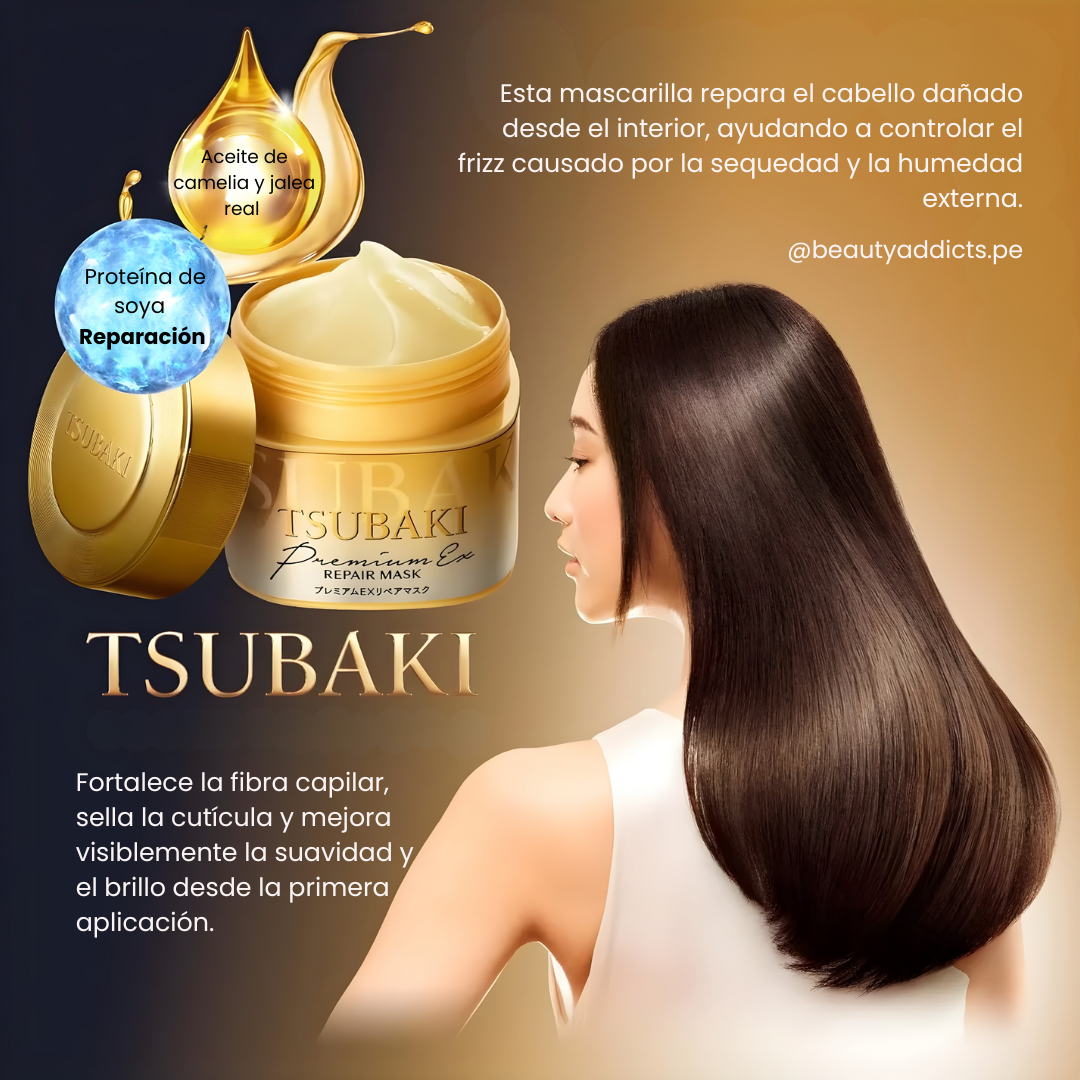 Tsubaki EX Repair Hair Mask Shiseido máscara intensiva para puntas dañadas y abiertas.