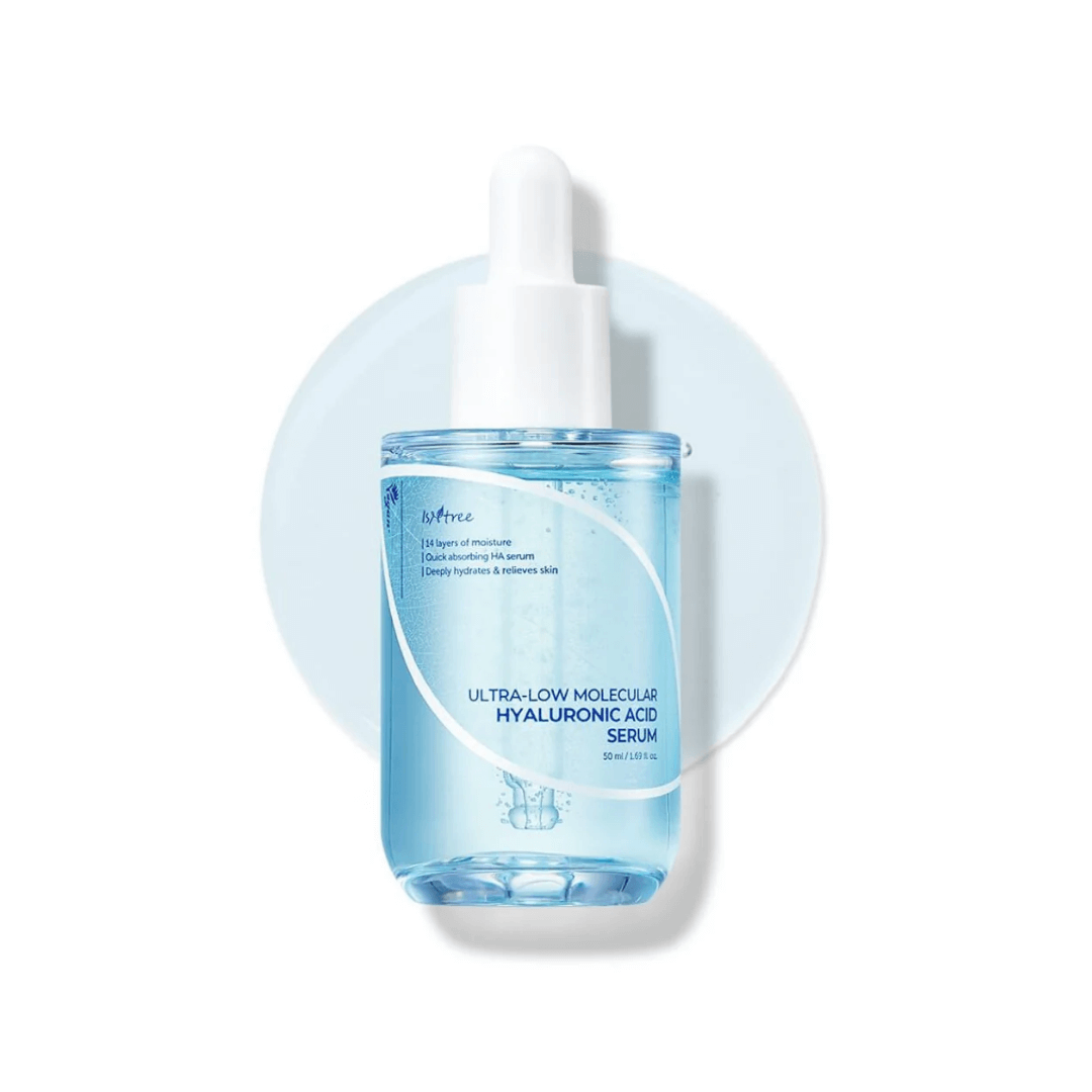 Isntree Ultra Low Molecular Hyaluronic Acid Serum que hidrata y calma la piel en profundidad.