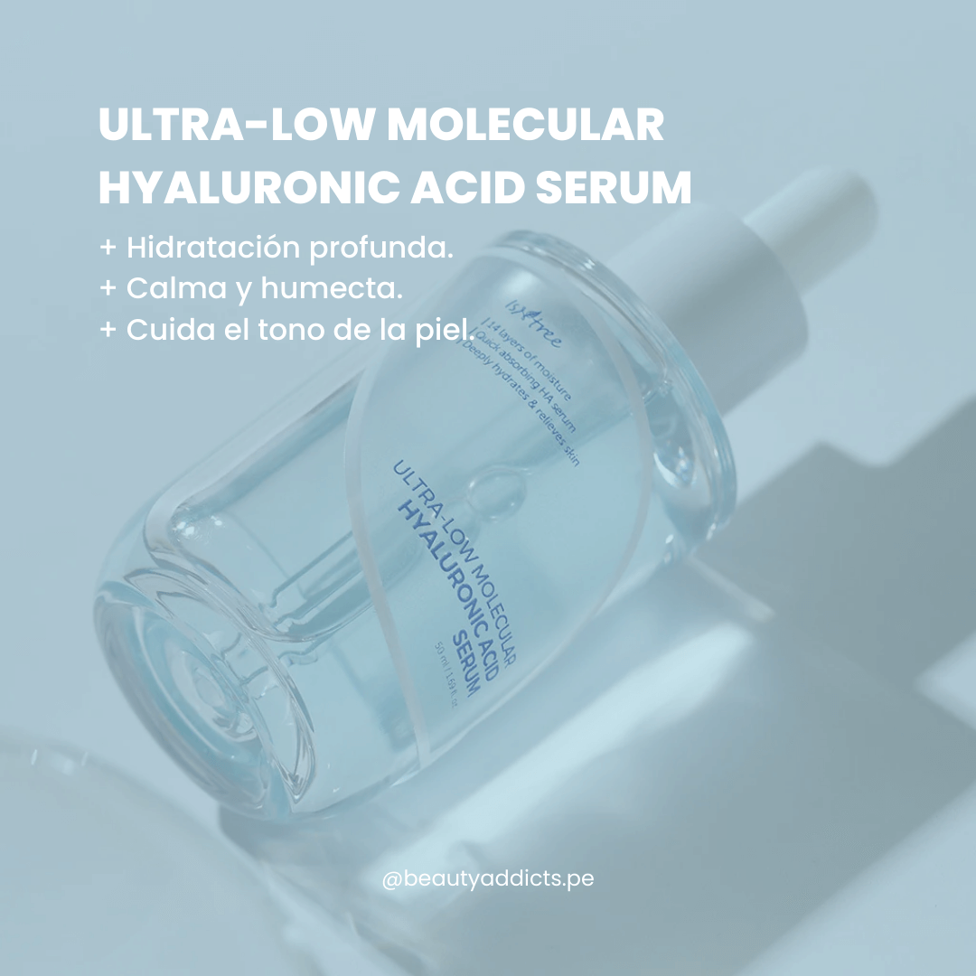 Isntree Ultra Low Molecular Hyaluronic Acid Serum que hidrata y mejora el tono apagado del rostro.
