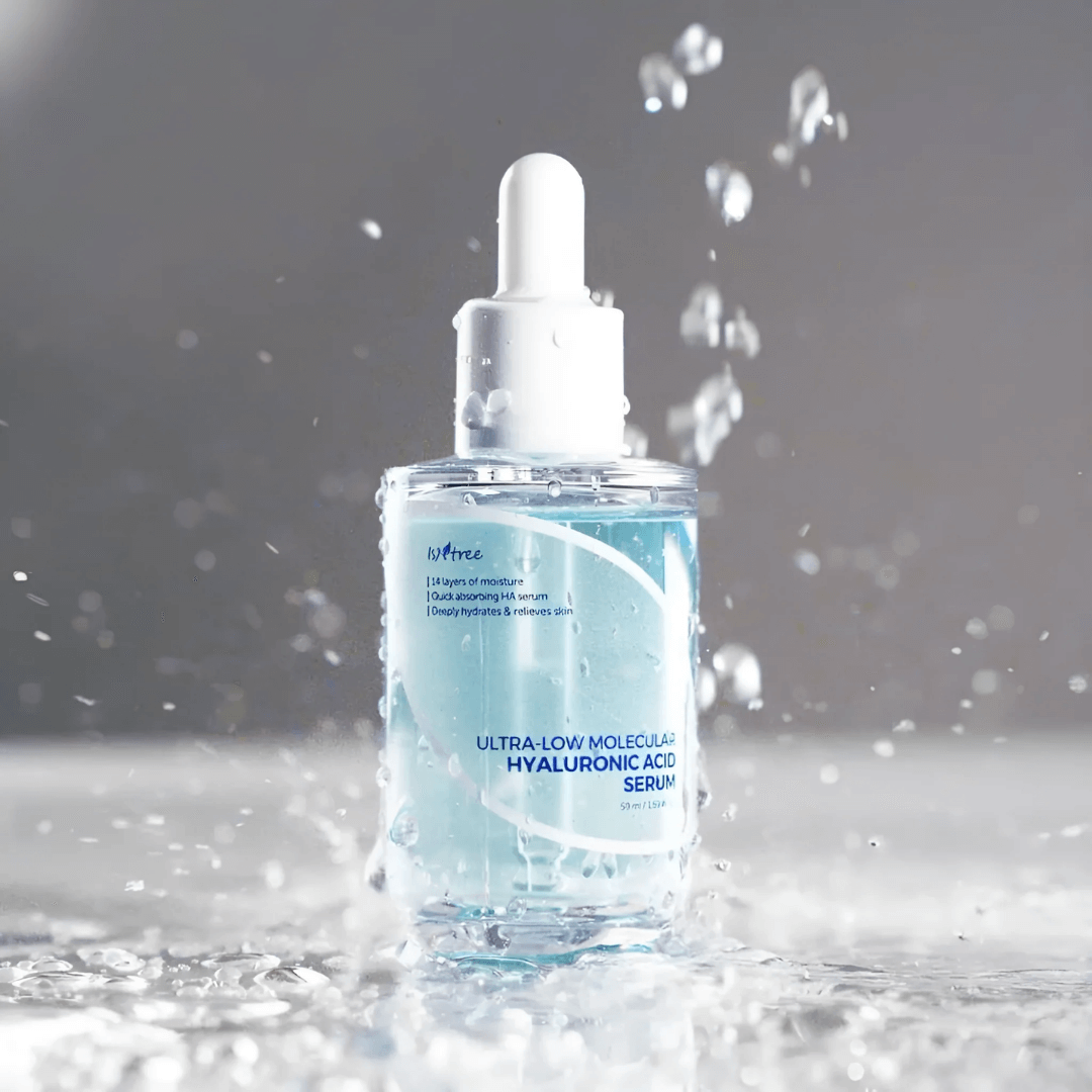 Isntree Ultra Low Molecular Hyaluronic Acid Serum, reequilibra la piel seca y fortalece con hidratación duradera.
