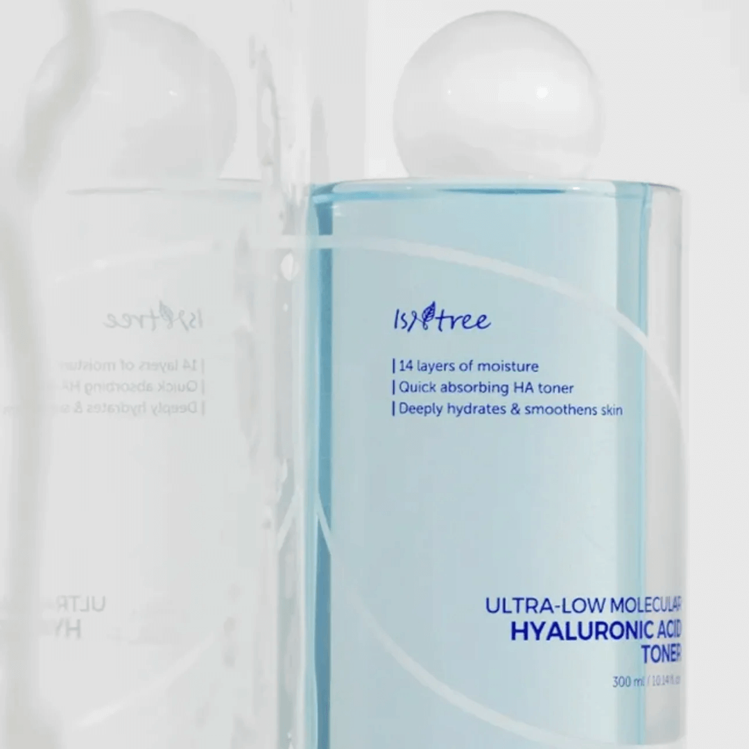 Isntree Ultra Low Molecular Hyaluronic Acid Toner con fórmula hipoalergénica y sin fragancia.