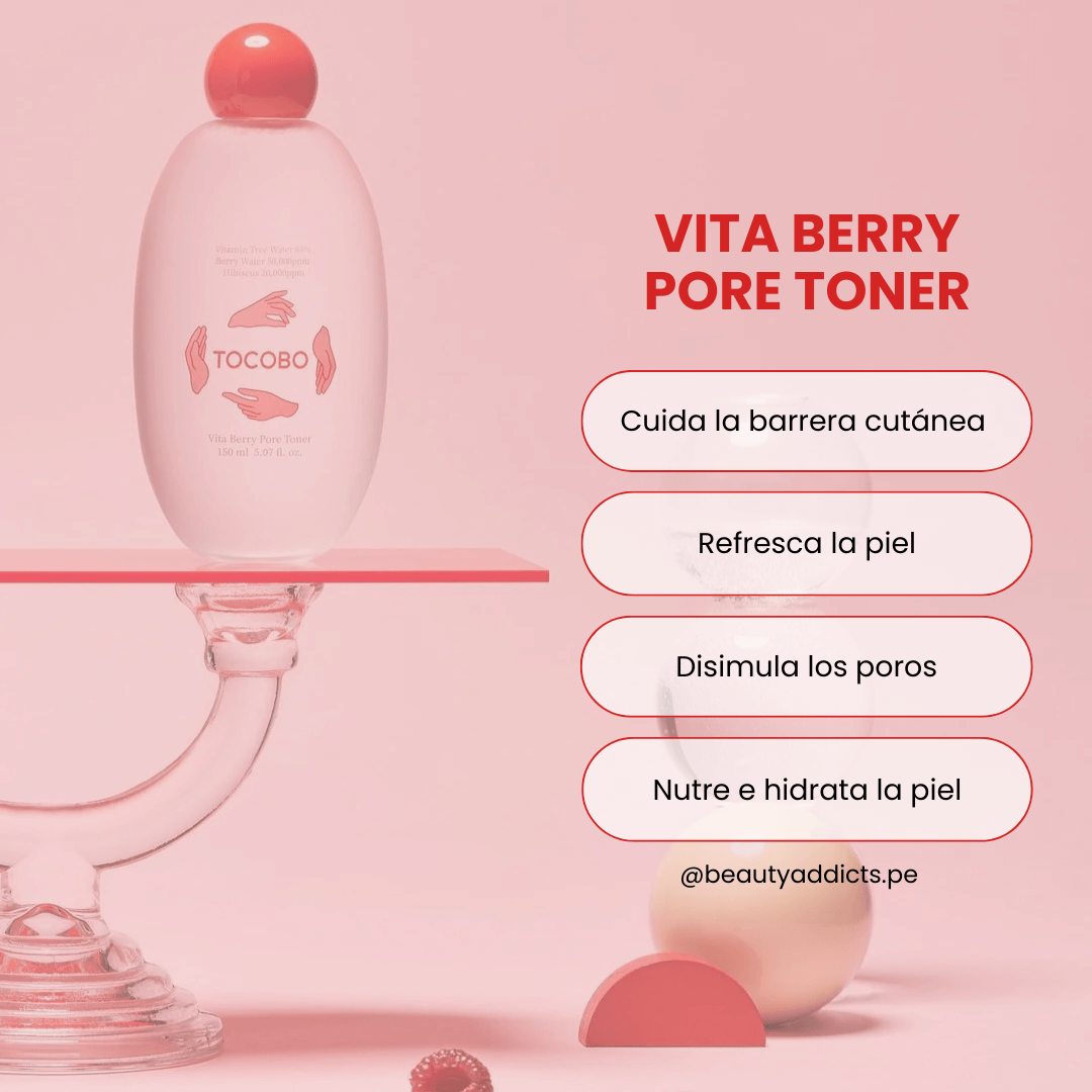 Vita Berry Pore Toner de Tocobo que refresca la piel cuidando la barrera cutánea.