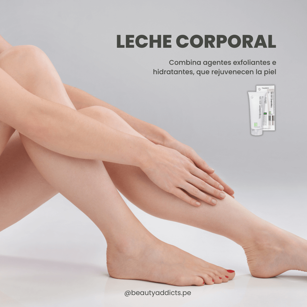 Frezyderm Volpaderm AHA con leche corporal que mejora la luminosidad y suaviza la piel.