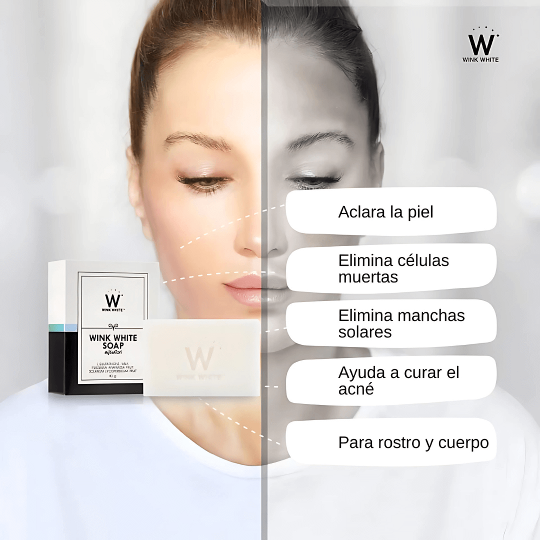 Wink White Soap ayuda a combatir el acné, las manchas solares y las células muertas.