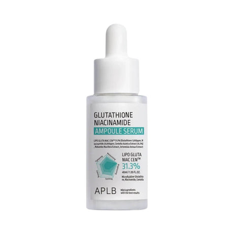 Glutathione Niacinamide Ampoule Serum de APLB, un suero iluminador con glutatión y niacinamida para mejorar el tono de la piel.