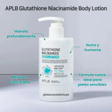 Glutathione Niacinamide Body Lotion de APLB, ideal para nutrir profundamente y combatir la hiperpigmentación.