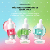 Anua Mini Trio Set con sueros para hidratación, calma y luminosidad.