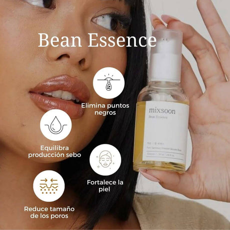 Esencia facial Bean Essence de Mixsoon, ideal para pieles opacas, deshidratadas o con textura irregular.