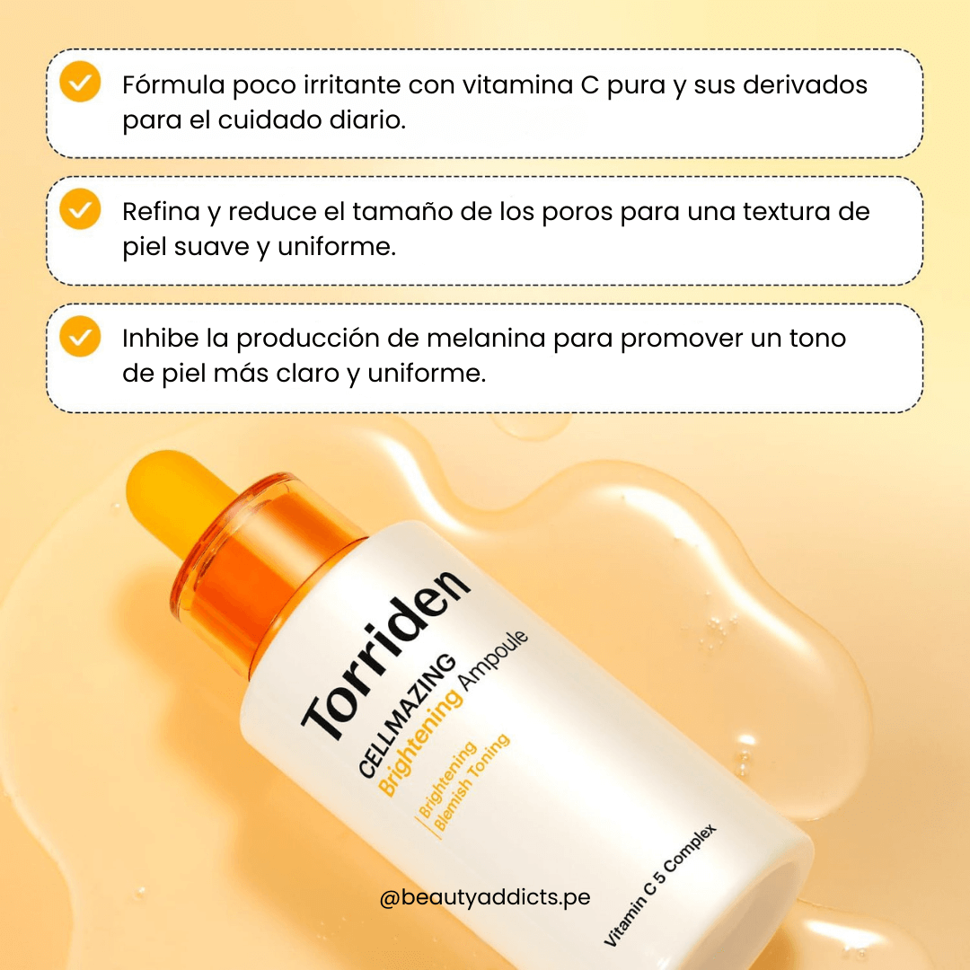 Ampoule coreano Torriden con activos antioxidantes para luminosidad.