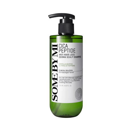 Shampoo Some By Mi Cica Peptide anti caída para cabello debilitado.