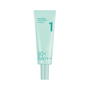 Clear Filter Sun Essence Numbuzin SPF50+ PA++++ protege hasta 10 horas con filtros químicos de amplio espectro.