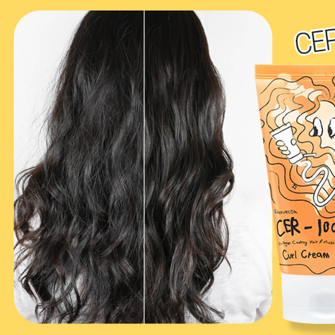 Crema para rizos CER-100 de Elizavecca, tratamiento intensivo que aporta definición y fortalece el cabello rizado.