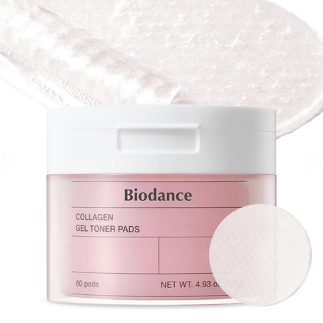 Collagen Gel Toner Pads de Biodance, discos tonificantes con colágeno que hidratan y mejoran la elasticidad de la piel.