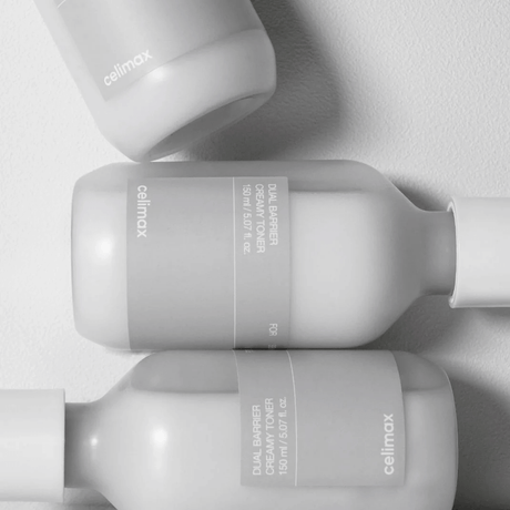 Dual Barrier Creamy Toner Celimax es vegano y libre de fragancia, ideal para piel sensible o irritada. 