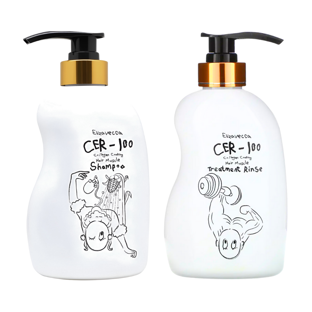 Dúo Elizavecca con shampoo y tratamiento que fortalece el cuero cabelludo con colágeno hidrolizado.
