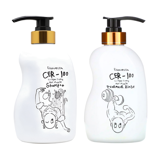 Dúo Elizavecca con shampoo y tratamiento que fortalece el cuero cabelludo con colágeno hidrolizado.