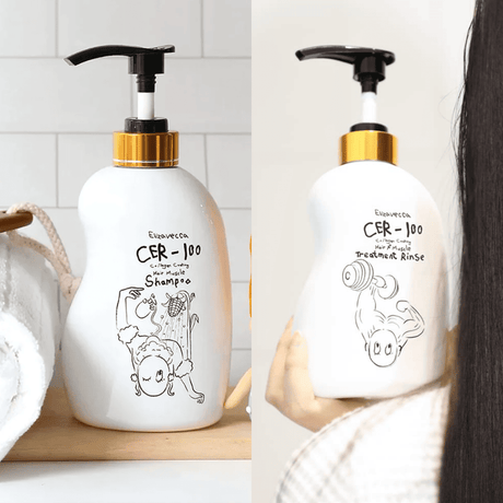 Dúo Elizavecca shampoo y acondicionador que revitaliza cabellos dañados y teñidos.