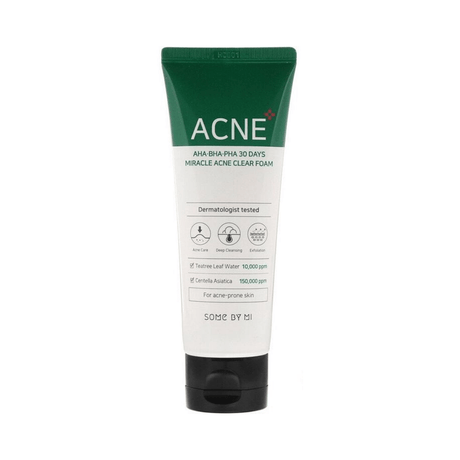 Some By Mi Acne Foam con AHA BHA PHA que suaviza textura y reduce puntos negros.
