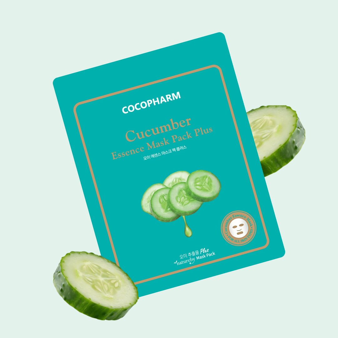 Cucumber Essence Mask Pack Plus Cocopharm con hidratación intensa.