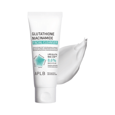 Limpiador facial APLB con glutatión y niacinamida antioxidante.