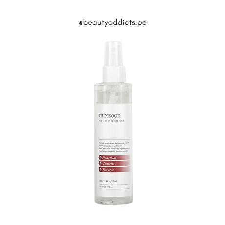 Spray corporal H.C.T Body Mist de Mixsoon, fórmula ligera y de rápida absorción para uso diario.