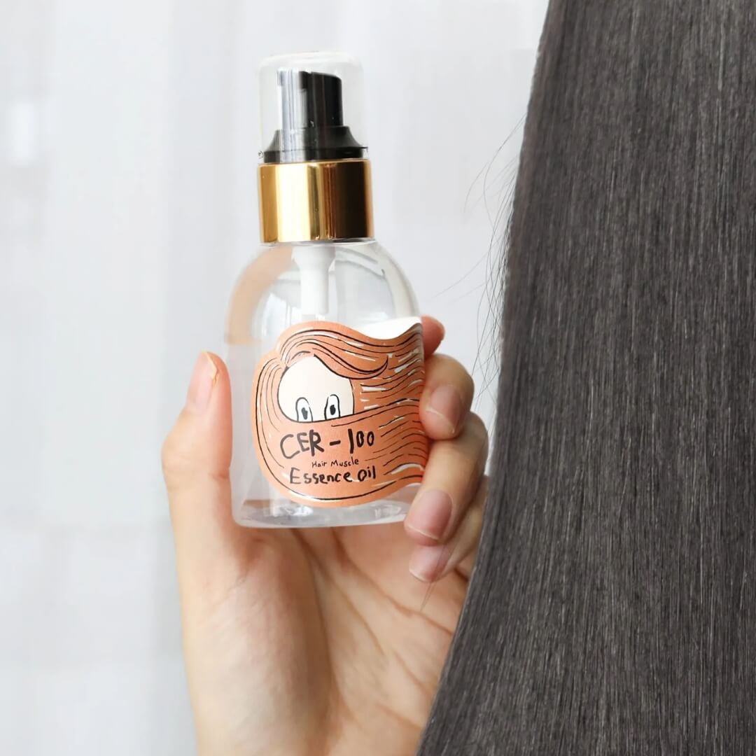 Hair Muscle Essence Oil CER-100, aceite capilar reparador que mejora la elasticidad y suavidad del cabello.