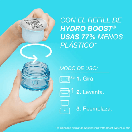 Repuesto Hydro Boost Water Gel, gel hidratante con ácido hialurónico para una piel suave y bien hidratada.