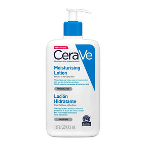 Loción Facial + Corporal CeraVe con 3 ceramidas para restaurar la barrera cutánea.