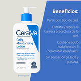 CeraVe loción hidratante sin sensación pesada ni grasosa.