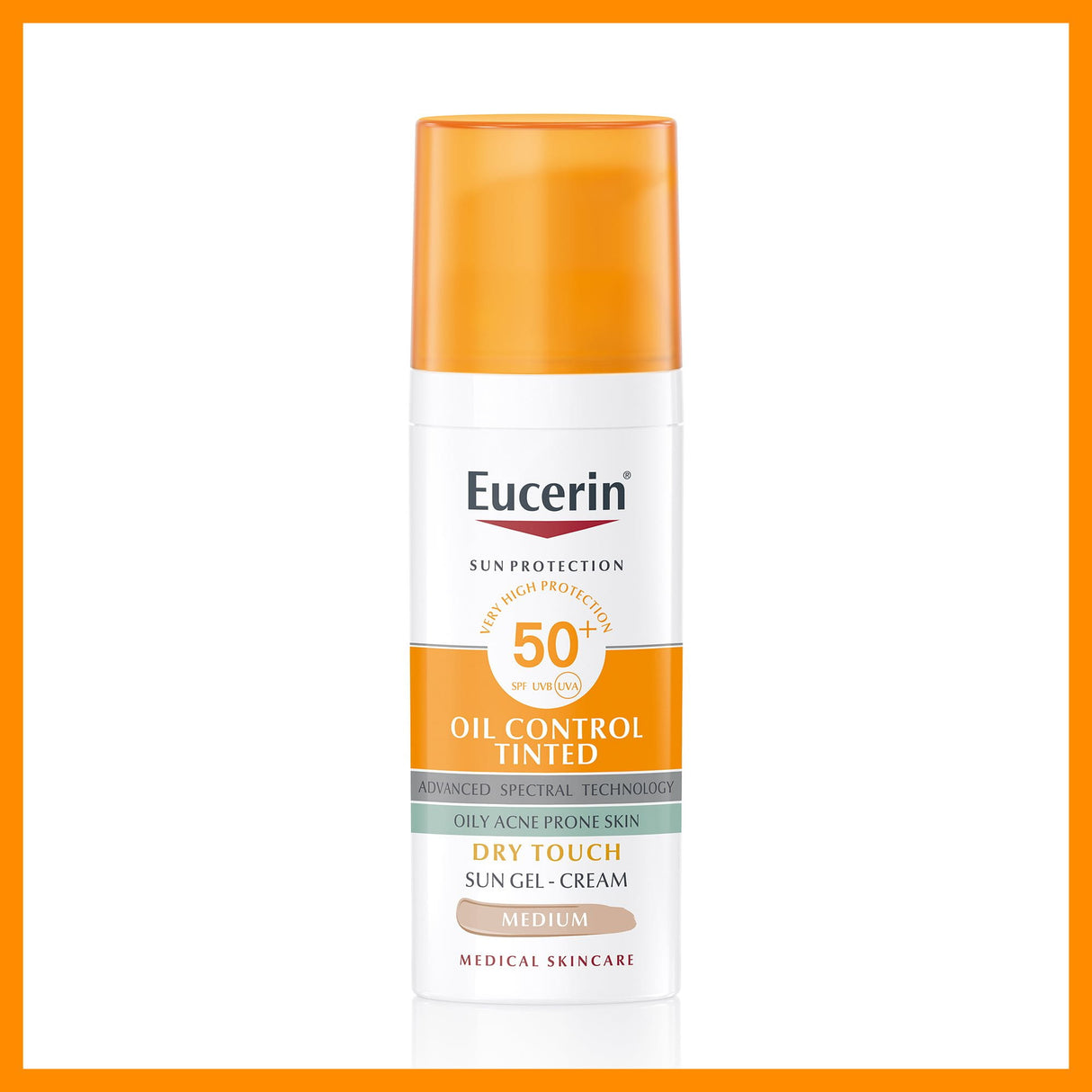 Eucerin Oil Control Tinted Tono Medio con pigmentos minerales unifica el tono. 