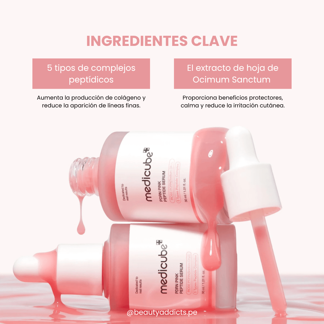 Ingredientes clave: 5 tipos de complejos peptidicos y extracto de hoja de ocimum sanctum de Medicube.