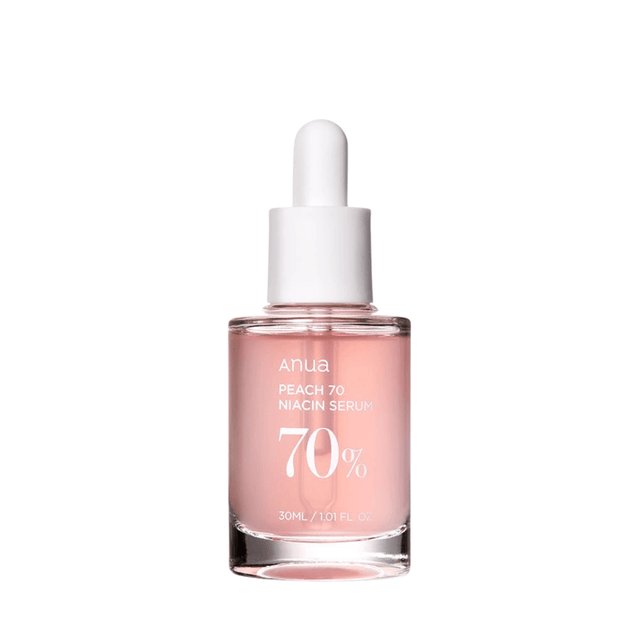 Sérum Peach 70 Niacinamide de Anua, con extracto de durazno y niacinamida para iluminar y suavizar la piel.