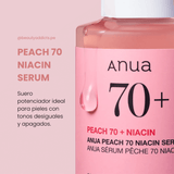 Potente sérum Anua Peach Niacin para piel luminosa y uniforme.