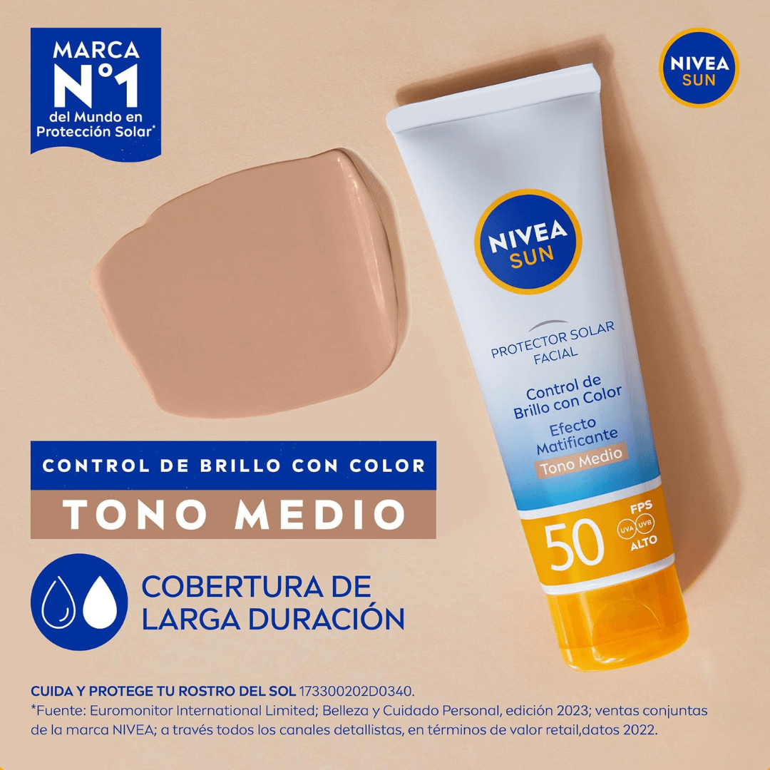 Protector Solar Control de Brillo SPF50 - Tono Medio