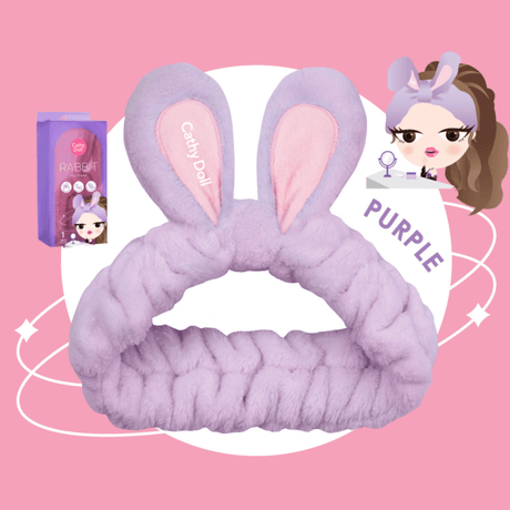Vincha Rabbit Headband Cathy Doll accesorio suave para skincare y maquillaje.
