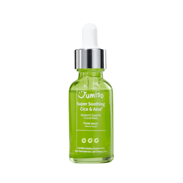 Super Soothing Serum Jumiso con aloe y cica para aliviar rojeces.