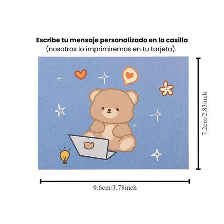 Diseño kawaii encantador en una tarjeta versátil para cumpleaños, agradecimientos y más.