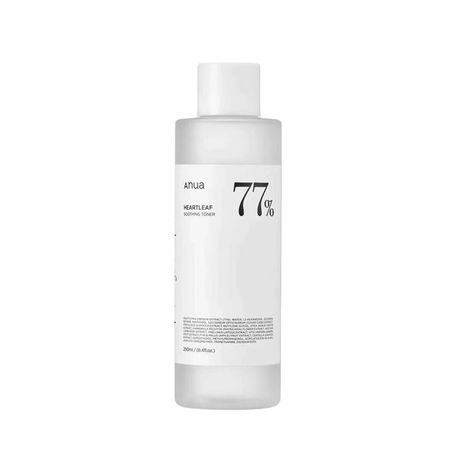 Heartleaf 77 Soothing Toner, fórmula refrescante con un 77 de extracto de Houttuynia Cordata, perfecta para calmar la piel.