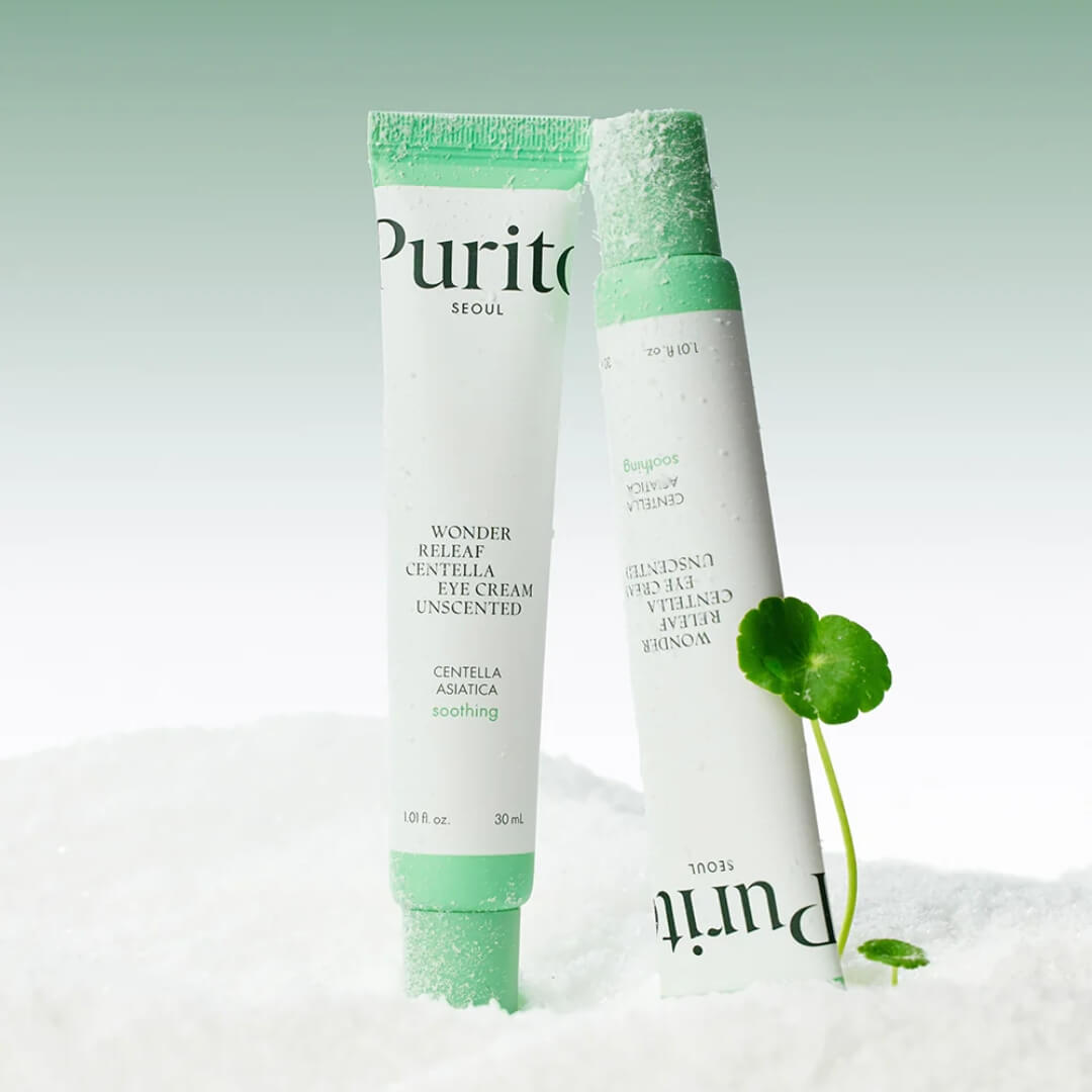 Purito Wonder Releaf Centella Eye Cream, crema para el contorno de ojos sin perfume que calma, hidrata y revitaliza la piel sensible.