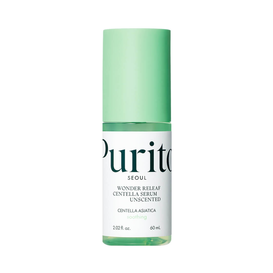 Wonder Releaf Centella Serum Unscented de Purito, suero sin fragancia con centella asiática para calmar e hidratar la piel sensible.