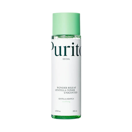 Purito Seoul Wonder Releaf Centella Toner Unscented, tónico calmante que reduce el enrojecimiento y refresca la piel sin irritarla.