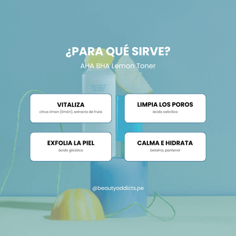 Tocobo AHA BHA Lemon Toner con ácido salicílico que limpia poros y previene brotes.