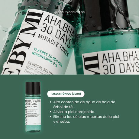 Kit completo antiacné coreano 30 Days Miracle con acción exfoliante.