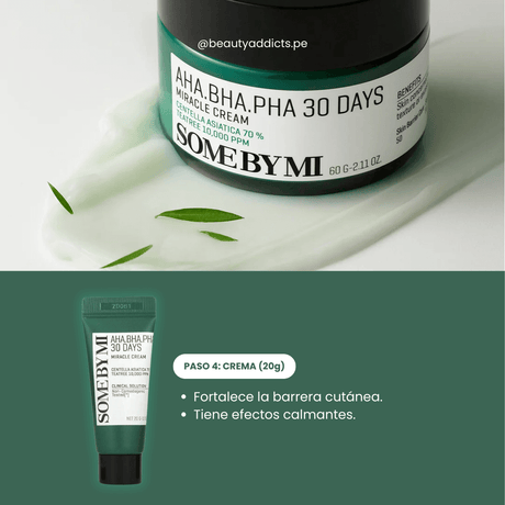 Kit antiacne aha -bha-pha-30 days miracle cream con centella asiatica.